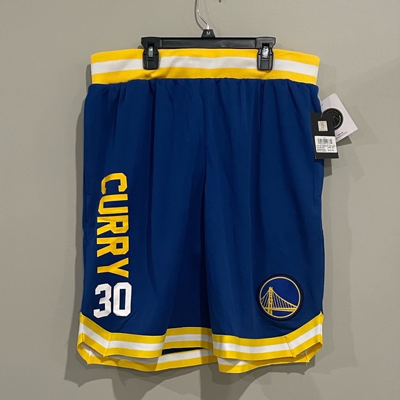 NEW! NBA Golden State Warriors Basketball Shorts Steph Curry Blue Men's Size XL